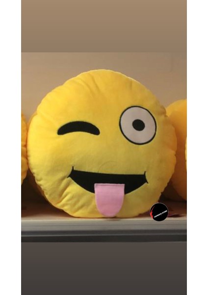 Dil Çıkartan Emoji Yastık 35 cm Büyük Boy Hediyelik Uyku Arkadaşı