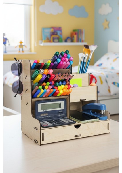 Lucky 10 Gözlü Çekmeceli Masaüstü Ahşap Organizer Kalemlik- Takı Makyaj Çok Amaçlı Organizer modelleri