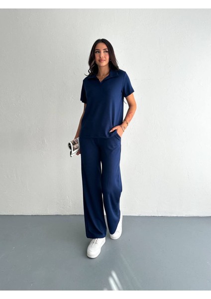 Kadın Modal Kumaş Kısa Kollu Polo Yaka T-Shirt Eşofman Takımı fiyatları