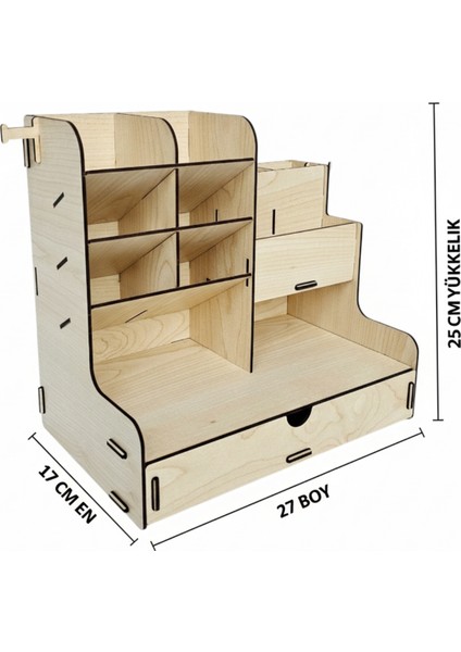 Lucky 10 Gözlü Çekmeceli Masaüstü Ahşap Organizer Kalemlik- Takı Makyaj Çok Amaçlı Organizer indirimleri