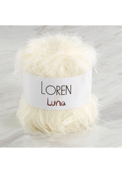 Loren Luna Tavşan Tüyü Krem El Örgü Ipi - R083 - 34005
