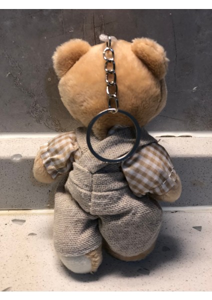 Sevimli Elbiseli Tulumlu Ayıcık Peluş Oyuncak Anahtarlık Uyku Arkadaşı Hediyelik 12 cm fiyatları