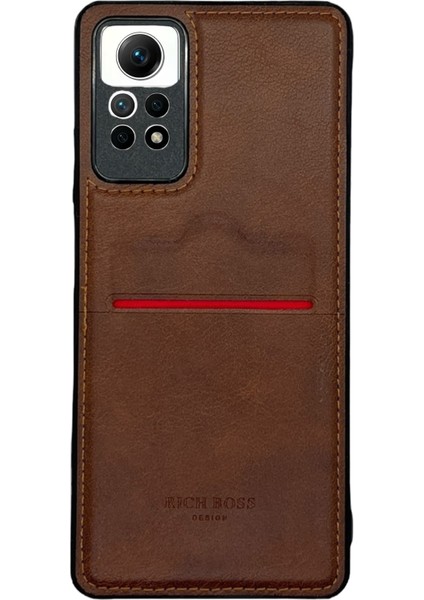 Redmi Note 12 Pro 4g Deri Kartlıklı Lüks Kılıf Koyu Kahverengi