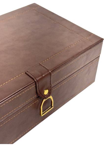 Kahve Gold Kulplu Deri Kutu fiyatları