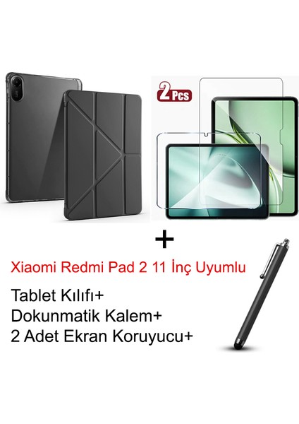 Yesnıce Xiaomi Redmi Pad 2 11 Inç Uyumlu Kalemlikli Kılıf 2 Adet Ekran Koruyucu Dokunmatik Kalem