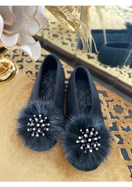 Beyoğlu Inci Taş Detaylı, Rahat ve Şık - Çeyizlik Patik - Kadın El Yapımı Örgü - Ev Patik modelleri