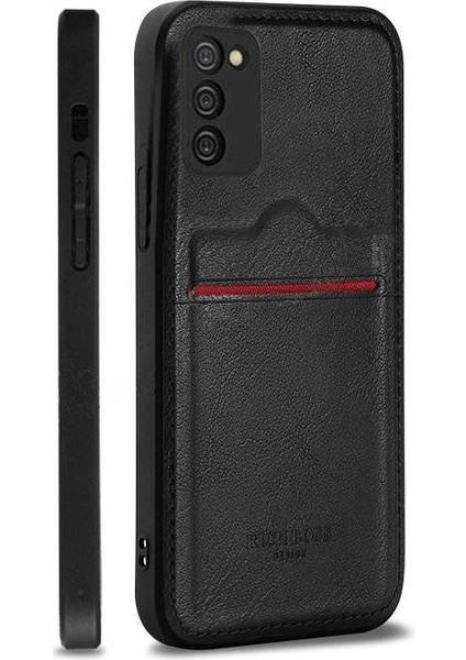 Samsung Galaxy M32 Deri Kartlıklı Lüks Kılıf Siyah