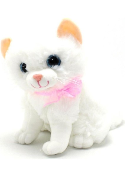 Miyavlayan Sesli Sarı Beyaz Desenli Peluş Kedi