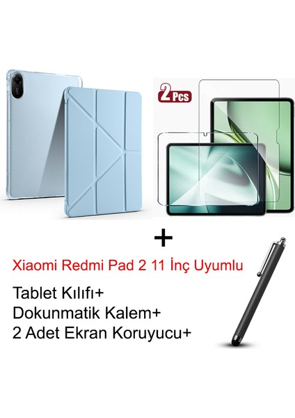 Yesnıce Xiaomi Redmi Pad 2 11 Inç Uyumlu Kalemlikli Kılıf 2 Adet Ekran Koruyucu Dokunmatik Kalem