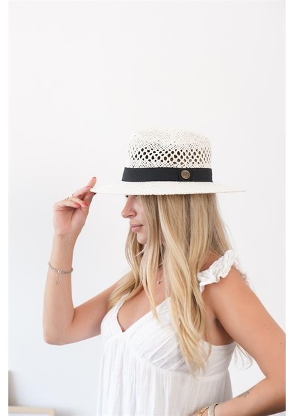 Kadın Mdre Beyaz Delikli Hava Alabilen Hasır Şapka fiyatları