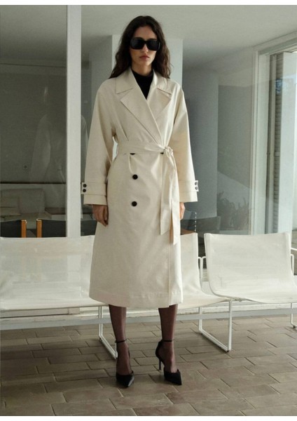 Oversize Uzun Çift Düğmeli Trençkot fiyatları