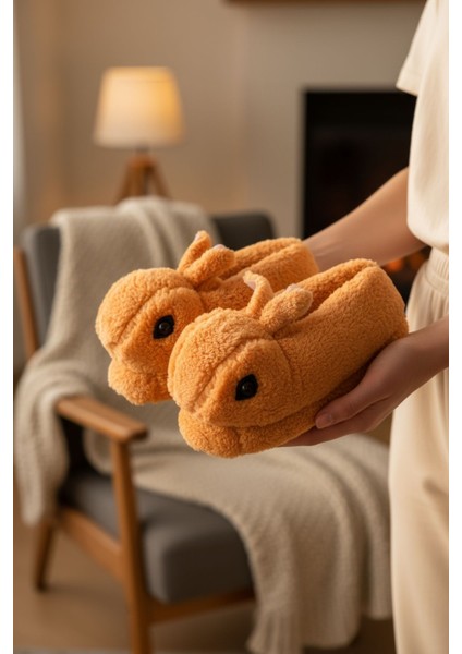 Panduf Hayvan Figürlü Peluş Tüylü Ev Ayakkabısı Yumuşak Taban Ev Botu