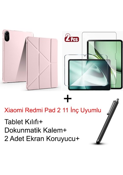 Yesnıce Xiaomi Redmi Pad 2 11 Inç Uyumlu Kalemlikli Kılıf 2 Adet Ekran Koruyucu Dokunmatik Kalem