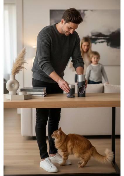 Celestıa Ametist Doğal Taşlı ve Beton Gövdeli Dekoratif Mum Seti fırsatları