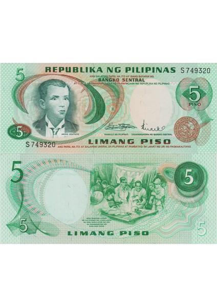 Filipinler 5 Pıso 1972 Çil.