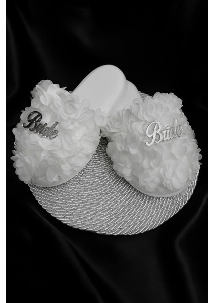 Kadın Beyaz Bride Incili Taç Terlik – Ev Terliği - Gelin Terliği modelleri