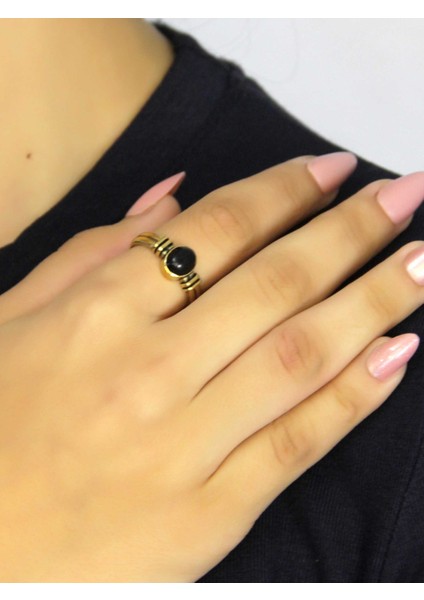 Doğal Taş Oniks Doğal Taşlı Antik Model Kadın Ayarlanabillir Yüzük EUY81O fiyatları