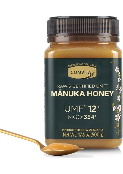 Manuka Honey Umf 12+ | (Mgo 354+) - Raw Manuka Honey New Zealand, Pure & Unpasteurized, Superfood For Immune Health, Use In Tea, Wild, Monofloral, Non-Gmo - 500G