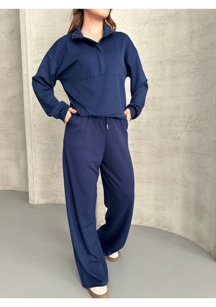 Kadın Fermuarlı Polo Yaka Eşofman Alt Üst Takım modelleri