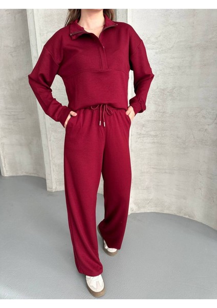 Kadın Fermuarlı Polo Yaka Eşofman Alt Üst Takım modelleri