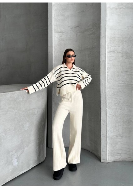 Kadın Polo Yaka Çigili Triko Alt Üst Takım modelleri