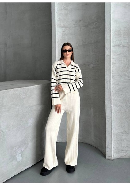 Kadın Polo Yaka Çigili Triko Alt Üst Takım fırsatları