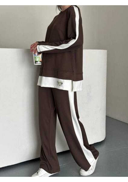 Kadın Şerit Detaylı Oversize Eşofman Takımı