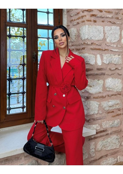 Kadın Gül Kemer Detaylı Palazzo Takım Elbise fiyatları