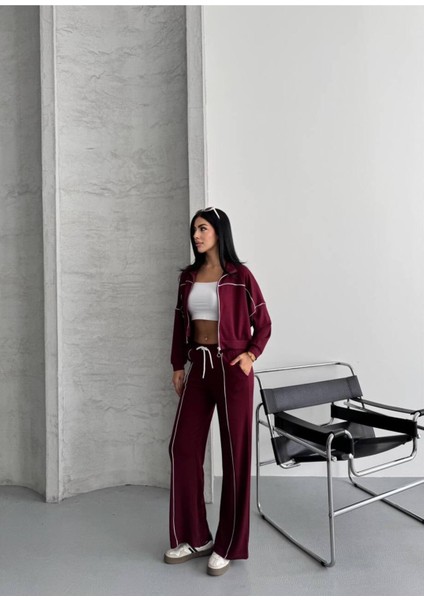 Kadın Fermuarlı Palazzo Şık Spor Eşofman Takım