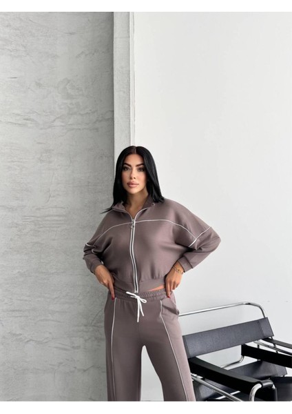 Kadın Fermuarlı Palazzo Şık Spor Eşofman Takım fırsatları