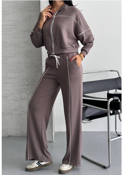 Kadın Fermuarlı Palazzo Şık Spor Eşofman Takım