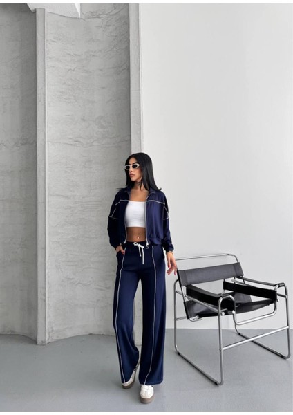 Kadın Fermuarlı Palazzo Şık Spor Eşofman Takım