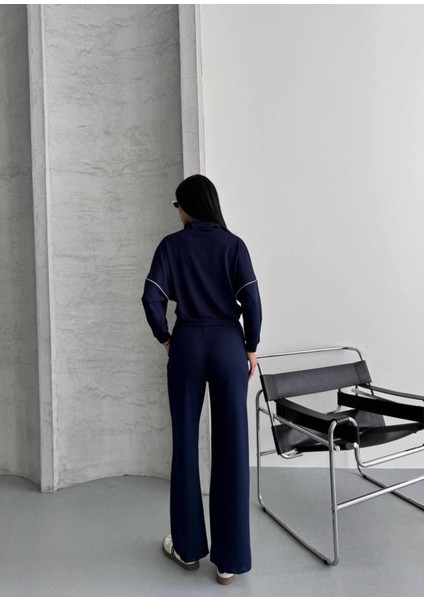 Kadın Fermuarlı Palazzo Şık Spor Eşofman Takım