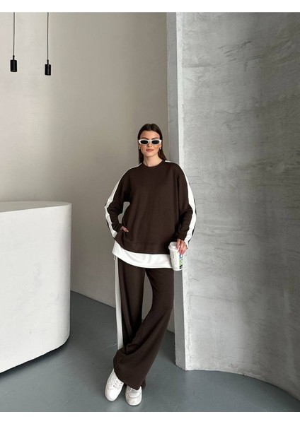 Kadın Şerit Detaylı Oversize Eşofman Takımı
