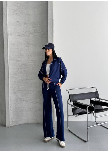 Kadın Fermuarlı Palazzo Şık Spor Eşofman Takım