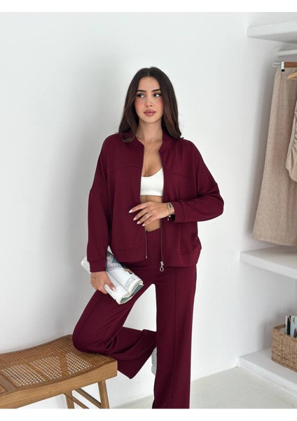 Kadın Fermuarlı Kapüşonlu Eşofman Takımı