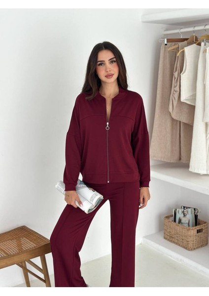 Kadın Fermuarlı Kapüşonlu Eşofman Takımı