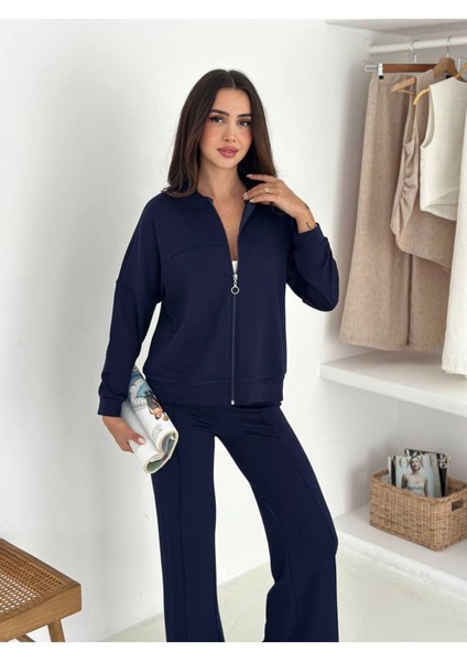 Kadın Fermuarlı Kapüşonlu Eşofman Takımı
