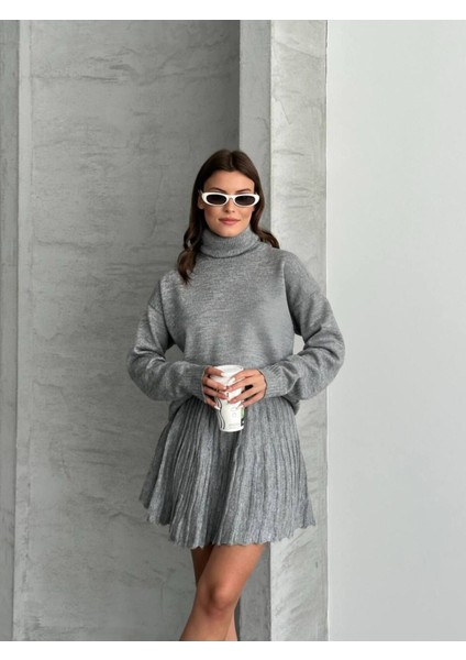 Kadın Triko Boğazlı Kazak Premium Etek Ikili Takım indirimleri