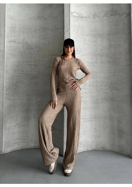 Kadın Beli Bağlama Detaylı Alt Üst Bürümcük Gofre Ikili Takım modelleri