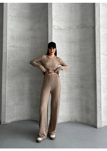 Kadın Beli Bağlama Detaylı Alt Üst Bürümcük Gofre Ikili Takım indirimleri