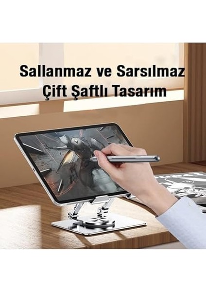 Tablet Stand Kaliteli Tok Alüminyum Alaşım Profesyonel Tablet Standı 360 Derece Döner Ayarlanabilir Kompak ve Kullanşlı 11 Ila 16 Inç Arası Tabletlere Uygun 17CM x 13CM Bracket Z18 fırsatları