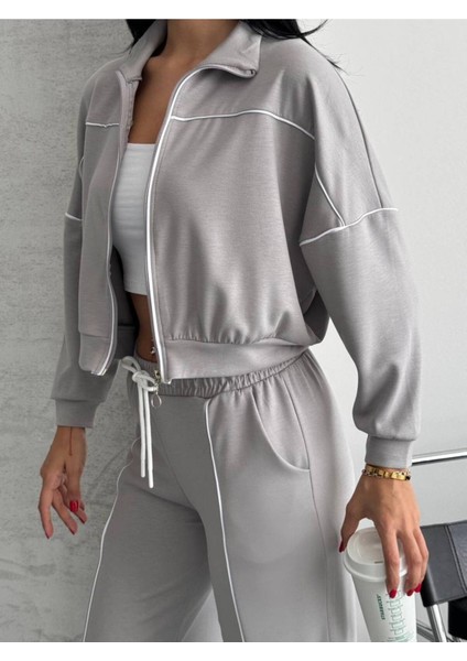 Kadın Fermuarlı Palazzo Şık Spor Eşofman Takım