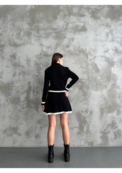 Kadın Triko Düğmeli Polo Yaka Etekli Ikili Takım fırsatları