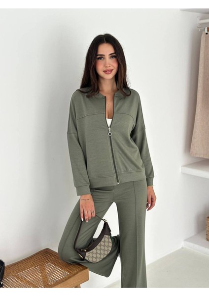 Kadın Fermuarlı Kapüşonlu Eşofman Takımı
