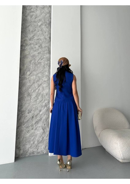 Kadın Alt Üst Takım Şık Düğme Detaylı Premium Yelek Etek Ikili Takım Elbise