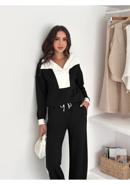 Kadın Yaka Detaylı Şık ve Rahat Günlük Giyim Takım fırsatları