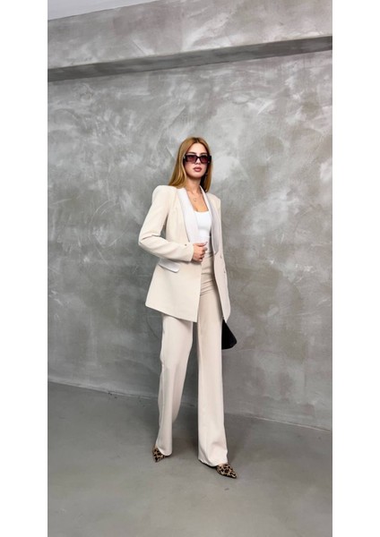 Kadın Saten Detaylı Mostralı Takım Elbise