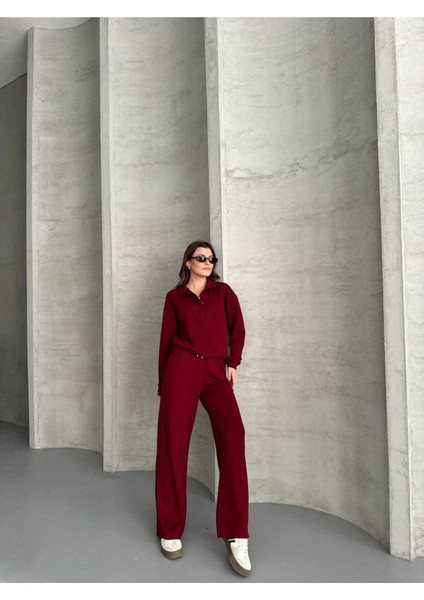 Kadın Fermuarlı Polo Yaka Modal Kumaş Eşofman Takım fiyatları