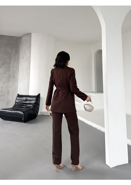 Kadın Bağlamalı Blazer Ceket Pantolon Takım Elbise modelleri